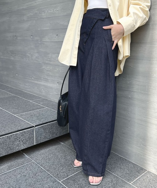 Futier land（フューティアランド）の「デニムアシメタックパンツ（デニムパンツ・レディース・グレー/ライトブルー/インディゴブルー・FREE）」の15枚目の写真