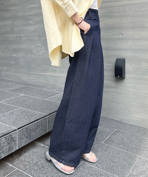 Futier land（フューティアランド）の「デニムアシメタックパンツ（デニムパンツ・レディース・グレー/ライトブルー/インディゴブルー・FREE）」の16枚目の写真