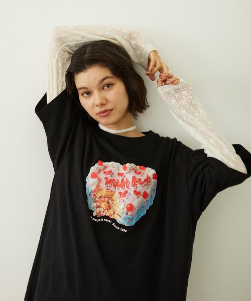 tシャツ Tシャツ ミルクフェド MILKFED ANNIVERSARY CAKE WIDE SS TEE レディース ブランド 黒 夏 ブラック セール】ICE CREAM WIDE S/S TEE（Tシャツ/カットソー