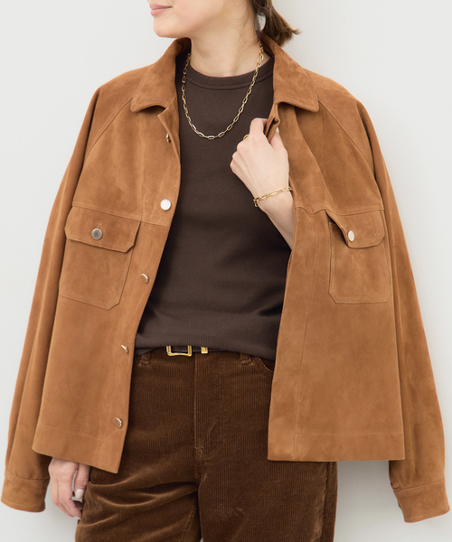 タグ付き未着用^_^ドゥーズィエムクラス購入スエードブラウンジャケット 42 CINQUANTA/チンクアンタ】スエードブルゾン（ブルゾン