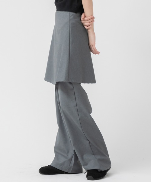 HEILIS(ヘイリス)の「ラップスカート2WAYレイヤードパンツ/ 春服 夏服 秋服 レイヤード 韓国 ブラック グレー ノームコア シティーガール(その他パンツ・レディース・グレー/ブラック・FREE)」の4枚目の写真