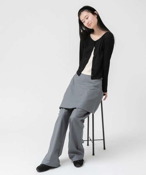 HEILIS(ヘイリス)の「ラップスカート2WAYレイヤードパンツ/ 春服 夏服 秋服 レイヤード 韓国 ブラック グレー ノームコア シティーガール(その他パンツ・レディース・グレー/ブラック・FREE)」の13枚目の写真