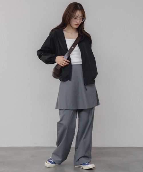 ＜LOWCLASSIC＞レイヤード ラップスカートパンツ グレー Mサイズ ジェーバイブルー J by blue レイヤードラップスカートパンツ