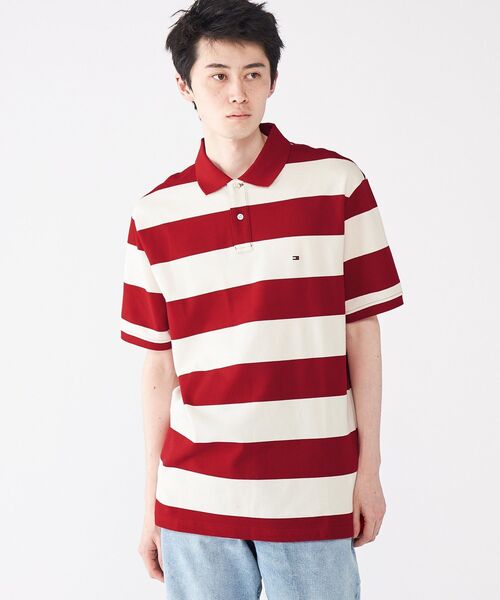 TOMMY HILFIGER(トミーヒルフィガー)の「ブロッキングプラケットコントラストポロシャツ(ポロシャツ・メンズ・ホワイト/レッド/グリーン・LARGE/MEDIUM/SMALL/X-LARGE)」の1枚目の写真