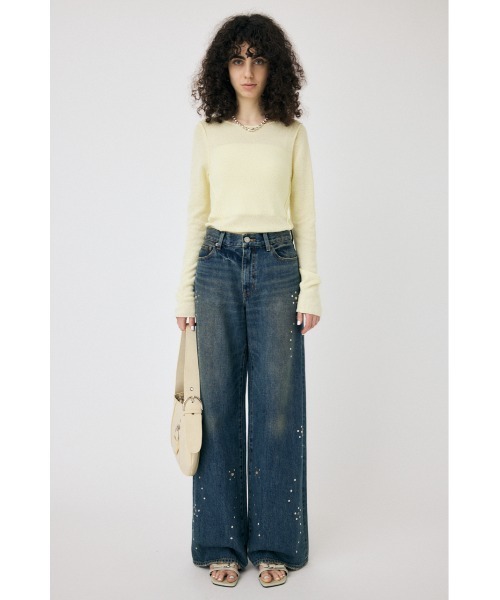 MOUSSY(マウジー)の「LOOSE KNIT ロングスリーブTシャツ(ニット/セーター・レディース・アイボリー/ライトイエロー/ダークネイビー・FREE)」の9枚目の写真