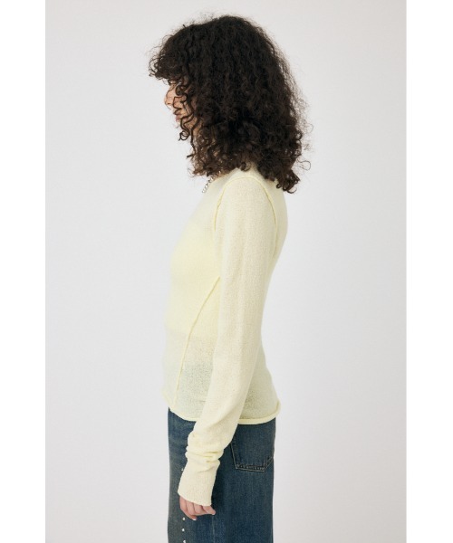 MOUSSY(マウジー)の「LOOSE KNIT ロングスリーブTシャツ(ニット/セーター・レディース・アイボリー/ライトイエロー/ダークネイビー・FREE)」の13枚目の写真
