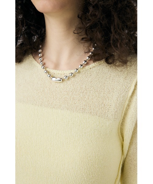 MOUSSY(マウジー)の「LOOSE KNIT ロングスリーブTシャツ(ニット/セーター・レディース・アイボリー/ライトイエロー/ダークネイビー・FREE)」の15枚目の写真