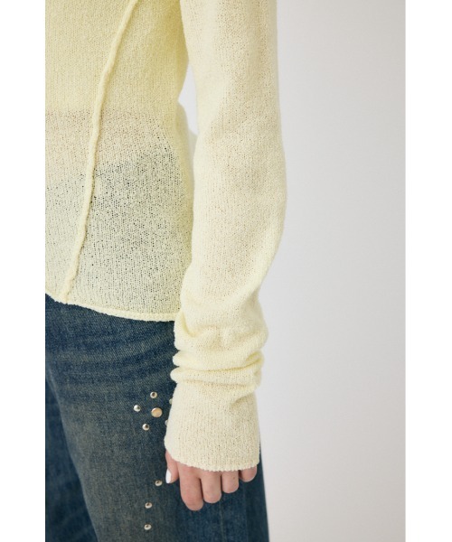 MOUSSY(マウジー)の「LOOSE KNIT ロングスリーブTシャツ(ニット/セーター・レディース・アイボリー/ライトイエロー/ダークネイビー・FREE)」の18枚目の写真