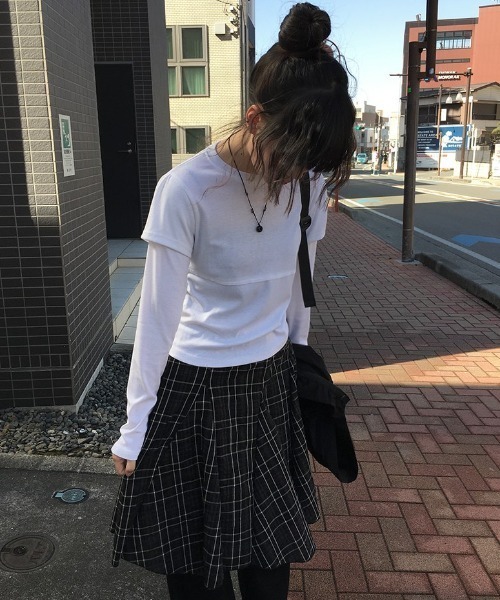 anyonemore（エニワンモア）の「チェック柄アンバランスミディスカート（スカート・レディース・ブラック・FREE）」の20枚目の写真