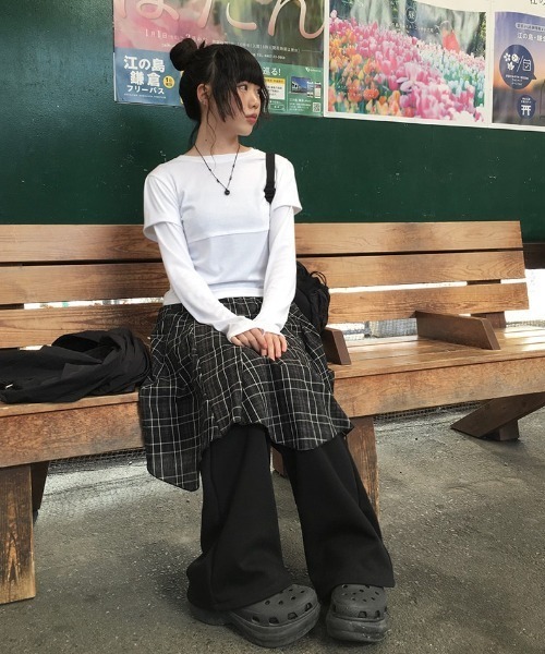 anyonemore（エニワンモア）の「チェック柄アンバランスミディスカート（スカート・レディース・ブラック・FREE）」の18枚目の写真