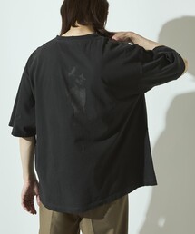 Firsthand/ファーストハンド 7.3オンス ダメージ加工 バックプリント ショートスリーブTシャツ / ワンポイント刺繍 / オーバーサイズ クルーネック 半袖Tシャツ