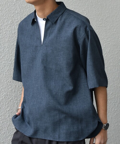 SHIPS any（シップス エニィ）の「SHIPS any:〈洗濯機可能〉リネンライク スキッパー プルオーバーシャツ(セットアップ対応)◇（シャツ/ブラウス・メンズ・ネイビー/ブラウン/その他/オリーブ/ブルー/ダークグレー・SMALL/MEDIUM/LARGE）」の5枚目の写真