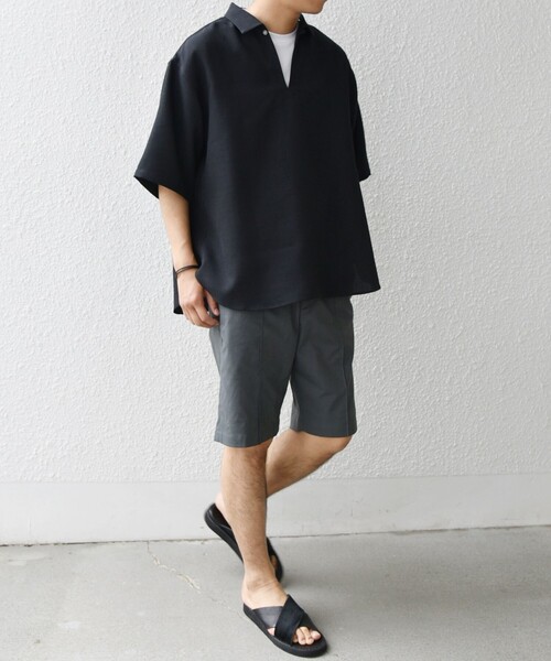 SHIPS any（シップス エニィ）の「SHIPS any:〈洗濯機可能〉リネンライク スキッパー プルオーバーシャツ(セットアップ対応)◇（シャツ/ブラウス・メンズ・ネイビー/ブラウン/その他/オリーブ/ブルー/ダークグレー・SMALL/MEDIUM/LARGE）」の8枚目の写真