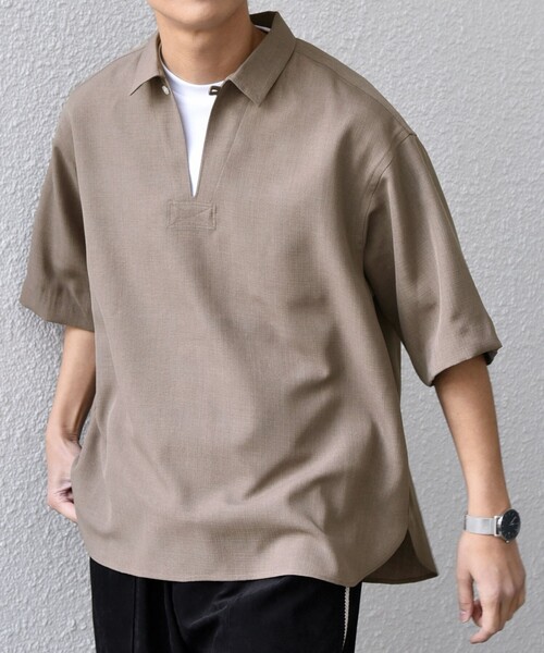 SHIPS any（シップス エニィ）の「SHIPS any:〈洗濯機可能〉リネンライク スキッパー プルオーバーシャツ(セットアップ対応)◇（シャツ/ブラウス・メンズ・ネイビー/ブラウン/その他/オリーブ/ブルー/ダークグレー・SMALL/MEDIUM/LARGE）」の14枚目の写真