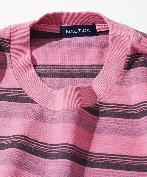 NAUTICA(ノーティカ)の「NAUTICA/ノーティカ Garment Pigment Dyed Hidden Logo Multi Border S/S Tee/ピグメントダイ ヒドゥンロゴ マルチボーダー 半袖(Tシャツ/カットソー・メンズ・ブラック/ピンク/グリーン/ベージュ/イエロー・MEDIUM/LARGE/X-LARGE)」の7枚目の写真