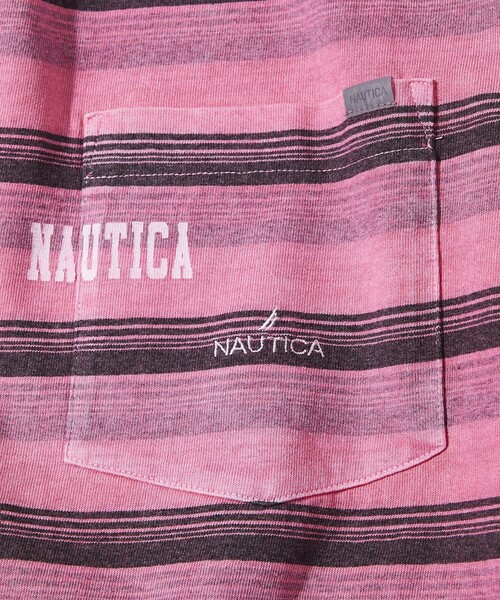 NAUTICA(ノーティカ)の「NAUTICA/ノーティカ Garment Pigment Dyed Hidden Logo Multi Border S/S Tee/ピグメントダイ ヒドゥンロゴ マルチボーダー 半袖(Tシャツ/カットソー・メンズ・ブラック/ピンク/グリーン/ベージュ/イエロー・MEDIUM/LARGE/X-LARGE)」の8枚目の写真