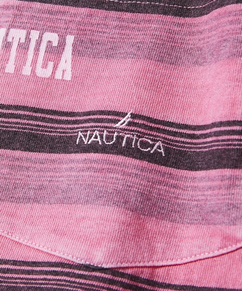 NAUTICA(ノーティカ)の「NAUTICA/ノーティカ Garment Pigment Dyed Hidden Logo Multi Border S/S Tee/ピグメントダイ ヒドゥンロゴ マルチボーダー 半袖(Tシャツ/カットソー・メンズ・ブラック/ピンク/グリーン/ベージュ/イエロー・MEDIUM/LARGE/X-LARGE)」の9枚目の写真