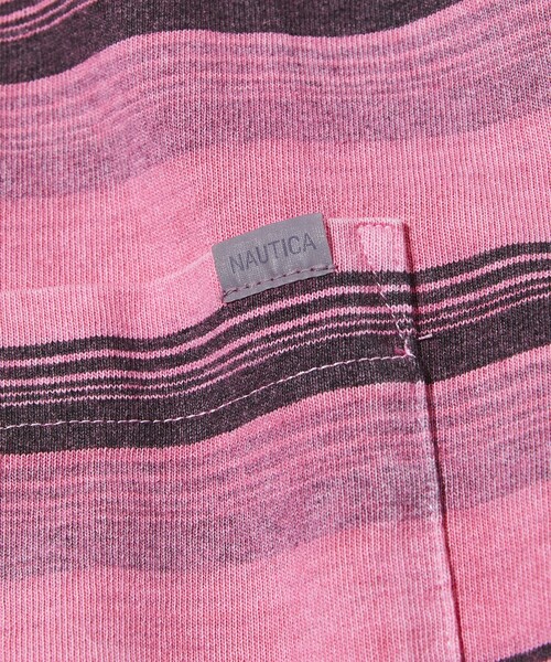 NAUTICA(ノーティカ)の「NAUTICA/ノーティカ Garment Pigment Dyed Hidden Logo Multi Border S/S Tee/ピグメントダイ ヒドゥンロゴ マルチボーダー 半袖(Tシャツ/カットソー・メンズ・ブラック/ピンク/グリーン/ベージュ/イエロー・MEDIUM/LARGE/X-LARGE)」の10枚目の写真