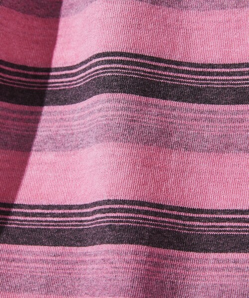 NAUTICA(ノーティカ)の「NAUTICA/ノーティカ Garment Pigment Dyed Hidden Logo Multi Border S/S Tee/ピグメントダイ ヒドゥンロゴ マルチボーダー 半袖(Tシャツ/カットソー・メンズ・ブラック/ピンク/グリーン/ベージュ/イエロー・MEDIUM/LARGE/X-LARGE)」の11枚目の写真