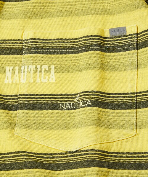 NAUTICA(ノーティカ)の「NAUTICA/ノーティカ Garment Pigment Dyed Hidden Logo Multi Border S/S Tee/ピグメントダイ ヒドゥンロゴ マルチボーダー 半袖(Tシャツ/カットソー・メンズ・ブラック/ピンク/グリーン/ベージュ/イエロー・MEDIUM/LARGE/X-LARGE)」の12枚目の写真