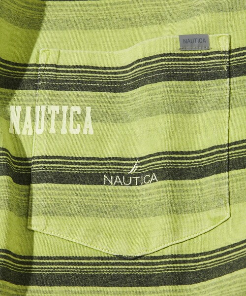 NAUTICA(ノーティカ)の「NAUTICA/ノーティカ Garment Pigment Dyed Hidden Logo Multi Border S/S Tee/ピグメントダイ ヒドゥンロゴ マルチボーダー 半袖(Tシャツ/カットソー・メンズ・ブラック/ピンク/グリーン/ベージュ/イエロー・MEDIUM/LARGE/X-LARGE)」の13枚目の写真
