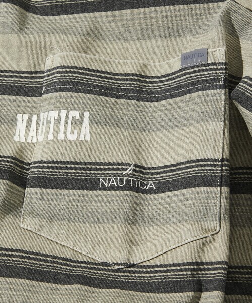 NAUTICA(ノーティカ)の「NAUTICA/ノーティカ Garment Pigment Dyed Hidden Logo Multi Border S/S Tee/ピグメントダイ ヒドゥンロゴ マルチボーダー 半袖(Tシャツ/カットソー・メンズ・ブラック/ピンク/グリーン/ベージュ/イエロー・MEDIUM/LARGE/X-LARGE)」の14枚目の写真