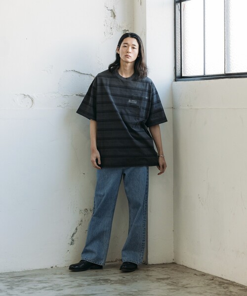 NAUTICA(ノーティカ)の「NAUTICA/ノーティカ Garment Pigment Dyed Hidden Logo Multi Border S/S Tee/ピグメントダイ ヒドゥンロゴ マルチボーダー 半袖(Tシャツ/カットソー・メンズ・ブラック/ピンク/グリーン/ベージュ/イエロー・MEDIUM/LARGE/X-LARGE)」の18枚目の写真