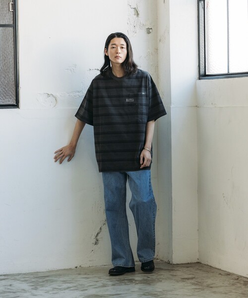 NAUTICA(ノーティカ)の「NAUTICA/ノーティカ Garment Pigment Dyed Hidden Logo Multi Border S/S Tee/ピグメントダイ ヒドゥンロゴ マルチボーダー 半袖(Tシャツ/カットソー・メンズ・ブラック/ピンク/グリーン/ベージュ/イエロー・MEDIUM/LARGE/X-LARGE)」の19枚目の写真