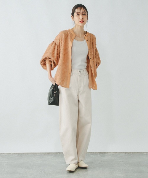 GLOBAL WORK（グローバルワーク）の「ジャガードブラウス長袖/290652（シャツ/ブラウス・レディース・ピンク系その他/チャコール/アイボリー・MEDIUM/LARGE）」の13枚目の写真