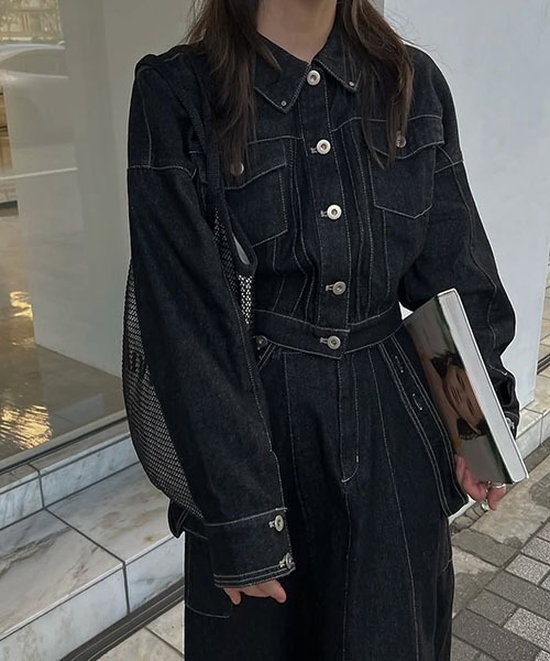 セール】short denim bi color stitch JK（デニムジャケット