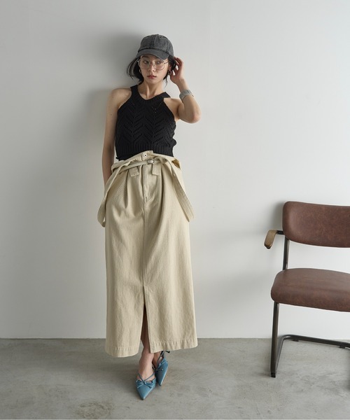 THE YOn（ザヨン）の「針抜きジャガードアメスリニットトップス（タンクトップ・レディース・ライトグリーン/オフホワイト/ブラック・FREE）」の21枚目の写真