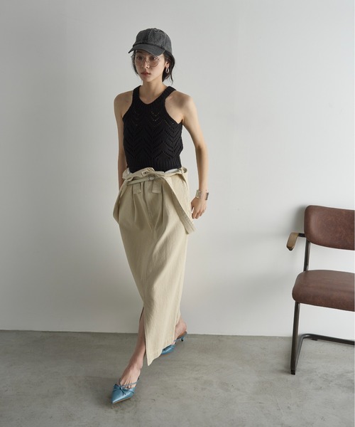 セール】針抜きジャガードアメスリニットトップス（タンクトップ