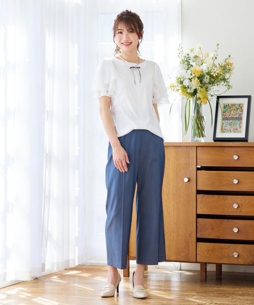 Rose Tiara(ローズティアラ)の「フレアスリーブカットソー(Tシャツ/カットソー・レディース・ピンク/ブラック/オフホワイト・46/42/38)」の4枚目の写真