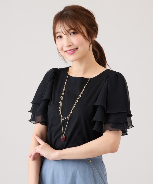 Rose Tiara(ローズティアラ)の「フレアスリーブカットソー(Tシャツ/カットソー・レディース・ピンク/ブラック/オフホワイト・46/42/38)」の8枚目の写真
