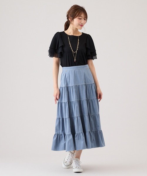 Rose Tiara(ローズティアラ)の「フレアスリーブカットソー(Tシャツ/カットソー・レディース・ピンク/ブラック/オフホワイト・46/42/38)」の10枚目の写真