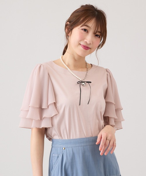 Rose Tiara(ローズティアラ)の「フレアスリーブカットソー(Tシャツ/カットソー・レディース・ピンク/ブラック/オフホワイト・46/42/38)」の11枚目の写真
