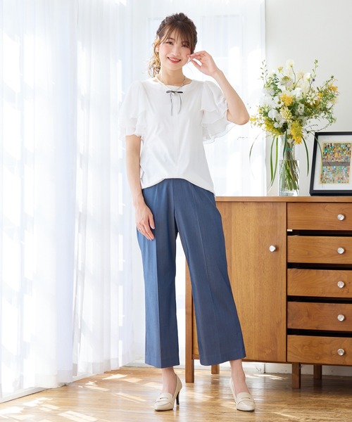 Rose Tiara(ローズティアラ)の「フレアスリーブカットソー(Tシャツ/カットソー・レディース・ピンク/ブラック/オフホワイト・46/42/38)」の5枚目の写真