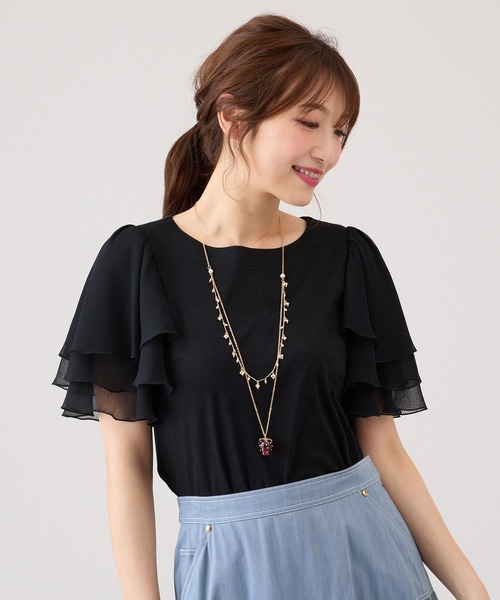 Rose Tiara(ローズティアラ)の「フレアスリーブカットソー(Tシャツ/カットソー・レディース・ピンク/ブラック/オフホワイト・46/42/38)」の9枚目の写真
