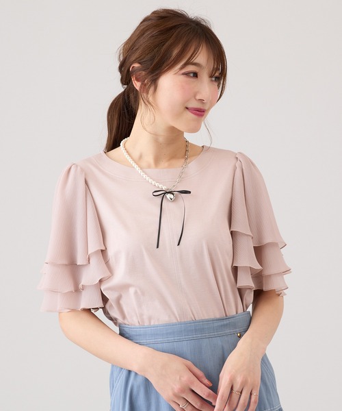 Rose Tiara(ローズティアラ)の「フレアスリーブカットソー(Tシャツ/カットソー・レディース・ピンク/ブラック/オフホワイト・46/42/38)」の12枚目の写真