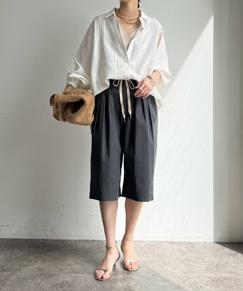 DouDou（ドゥドゥ）の「ハーフパンツ（その他パンツ・レディース・チャコールグレー/ベージュ・FREE）」の4枚目の写真