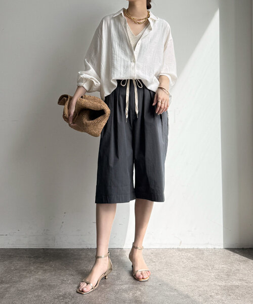 DouDou（ドゥドゥ）の「ハーフパンツ（その他パンツ・レディース・チャコールグレー/ベージュ・FREE）」の5枚目の写真