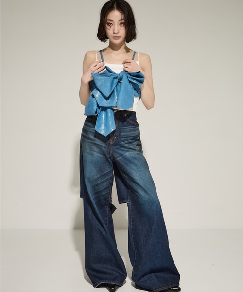 JOHN LAWRENCE SULLIVAN(ジョンローレンスサリバン)の「【JOHN LAWRENCE SULLIVAN/ジョンローレンスサリバン】WASHED DENIM CUT OUT WIDE PANTS/カットデニムワイドパンツ(デニムパンツ・レディース・ダークインディゴブルー/ブラック・XS/M/S)」の8枚目の写真