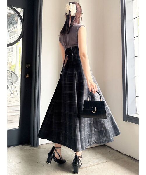 dazzlin（ダズリン）の「チェックノースリーブコルセットワンピース