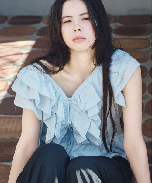 Heather（ヘザー）の「フリルノースリーブブラウス 491036（シャツ