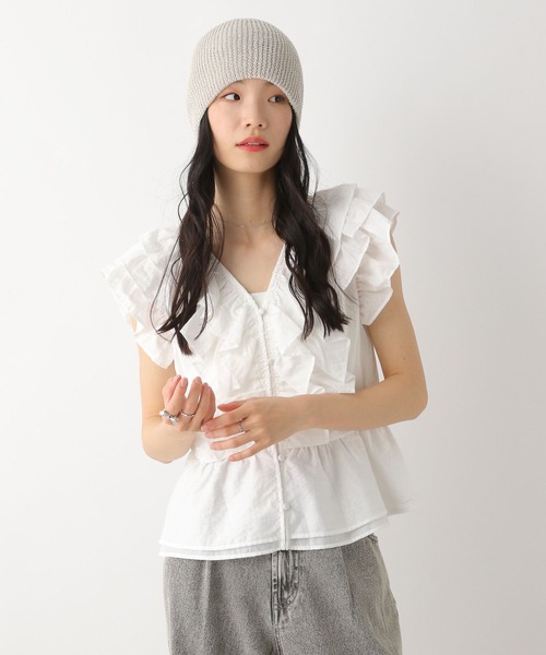 Heather（ヘザー）の「フリルノースリーブブラウス　491036（シャツ/ブラウス・レディース・ブラック/オフホワイト/ブルー・FREE）」の9枚目の写真