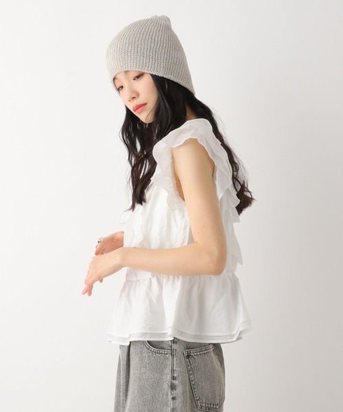 Heather（ヘザー）の「フリルノースリーブブラウス　491036（シャツ/ブラウス・レディース・ブラック/オフホワイト/ブルー・FREE）」の10枚目の写真