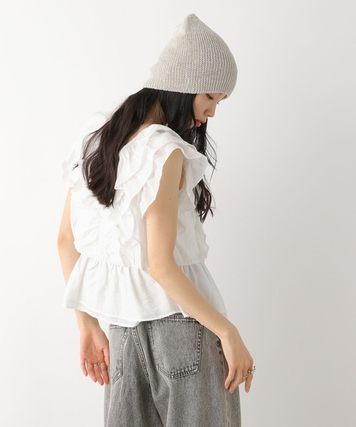 Heather（ヘザー）の「フリルノースリーブブラウス　491036（シャツ/ブラウス・レディース・ブラック/オフホワイト/ブルー・FREE）」の12枚目の写真