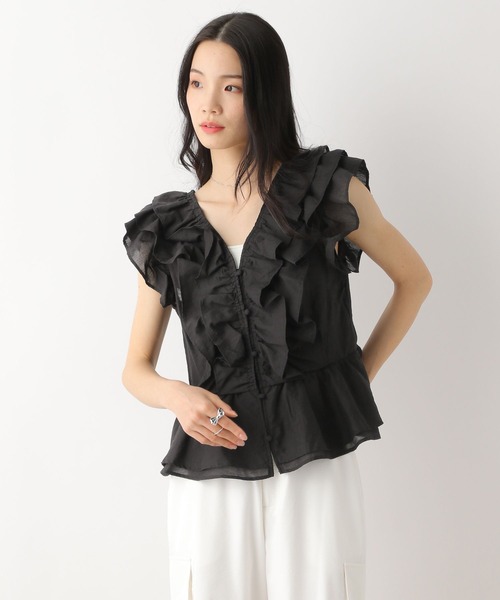 Heather（ヘザー）の「フリルノースリーブブラウス　491036（シャツ/ブラウス・レディース・ブラック/オフホワイト/ブルー・FREE）」の18枚目の写真