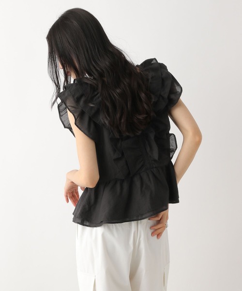 Heather（ヘザー）の「フリルノースリーブブラウス　491036（シャツ/ブラウス・レディース・ブラック/オフホワイト/ブルー・FREE）」の20枚目の写真