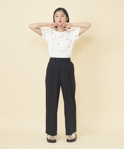 FREAK'S STORE(フリークスストア)の「ミニリボン刺繍Tシャツ(Tシャツ/カットソー・レディース・ブラック/グレー/オフホワイト・フリ-)」の10枚目の写真